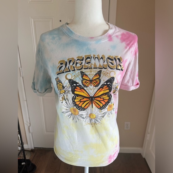 Cotton Candy Tye Dye Butterfly Nature Dreamer Short Sleeve T-Shirt size S - Picture 5 of 7